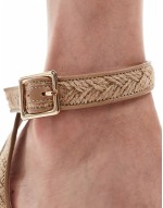 Wide Fit Henderson cross strap mid heeled platform sandals in natural fabrication