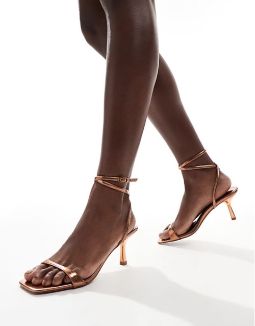 ankle wrap high heel in bronze