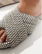 woven crossover strap flat sandals in mono